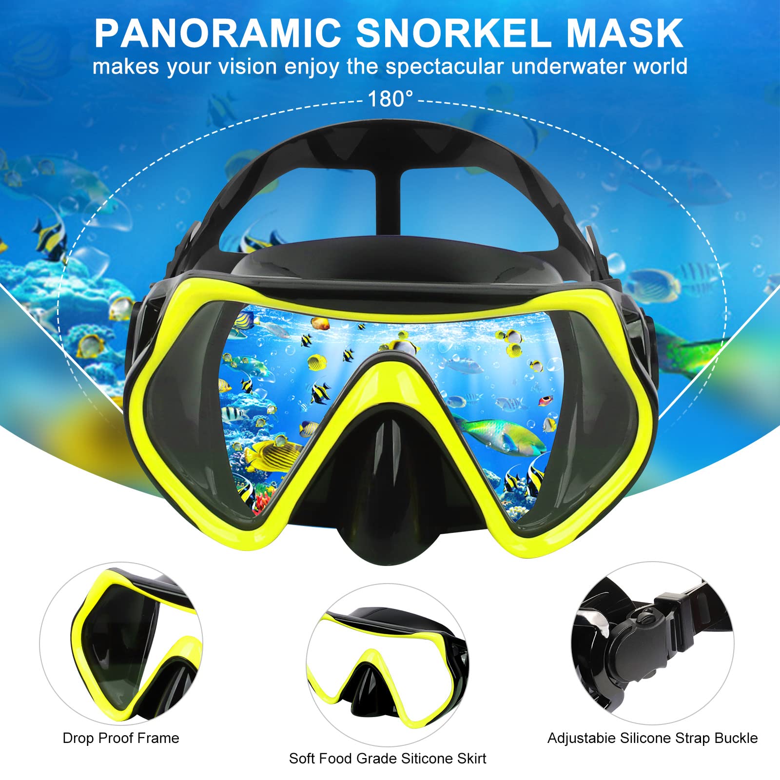 Maschera Snorkeling Sporzin Completa - Con Pinne E Boccaglio, Antiappannamento, Per Uomo E Donna - Foto 6