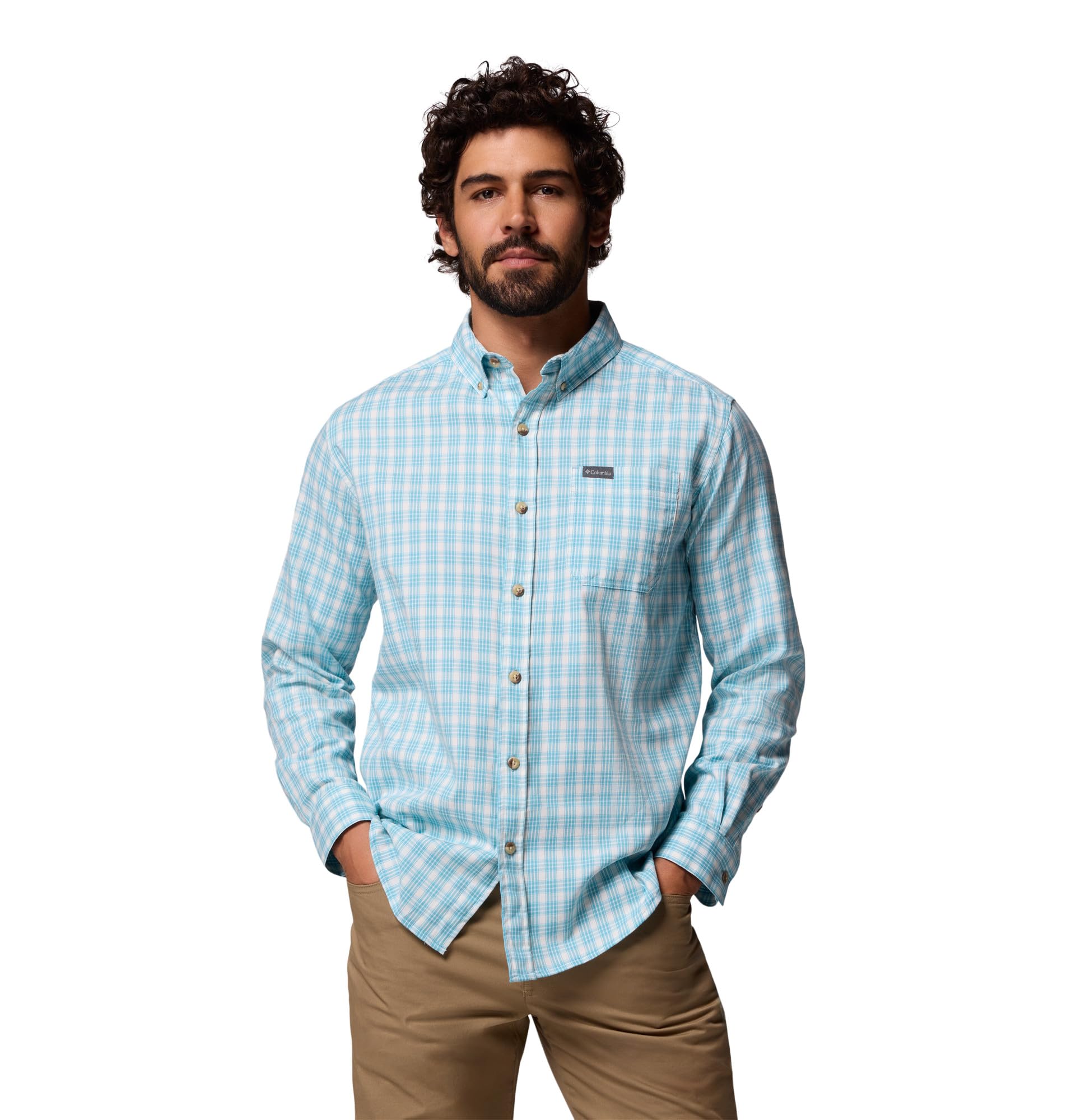Photo 1 of Columbia Mens Rapid Rivers II Long Sleeve Shirt, Vintage Blue Falls Plaid, Medium