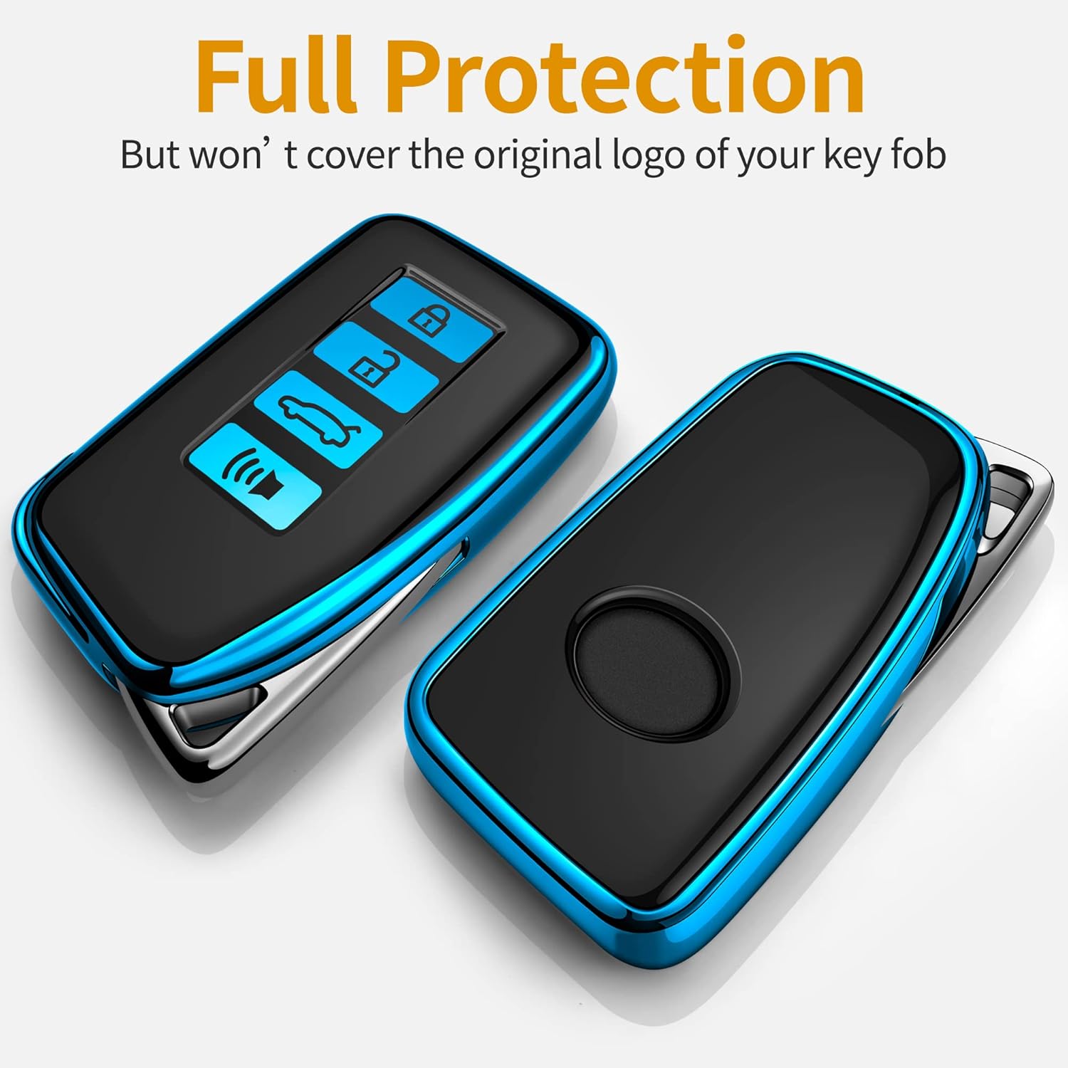 Sindeda for Lexus Key Fob Cover with Keychain Soft Full Protection Key Shell Key Case Compatible with Lexus RX IS ES GS LS NX RS GX LX RC LC (Blue) - Image 3