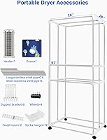 Vista 5 de Secadora de Ropa Portátil, Secadora de Ropa de 110V -1600W, Perchero de Ropa Plegable de 67 Pulgadas -3 Niveles, Secadora Portátil de Ahorro