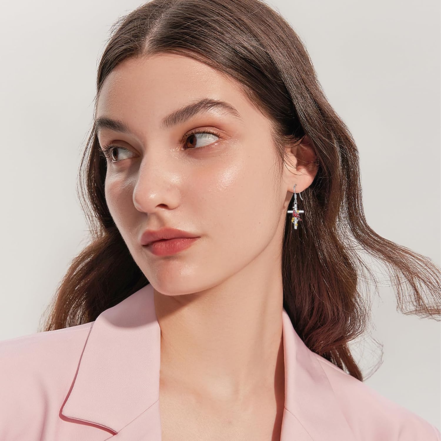 Cardinal/Hummingbird/Parrot Earrings for Women 925 Sterling Silver Bird Dangle Drop Leverback Earrings Hypoallergenic Cardinal Jewelry Christmas Birthday Gifts - Image 5