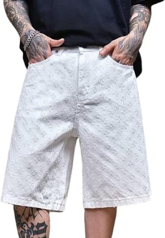 Y2k Ripped Jeans Shorts Mens Wide Leg Distressed Denim Shorts Baggy Bermuda Jeans Streetwear Jorts