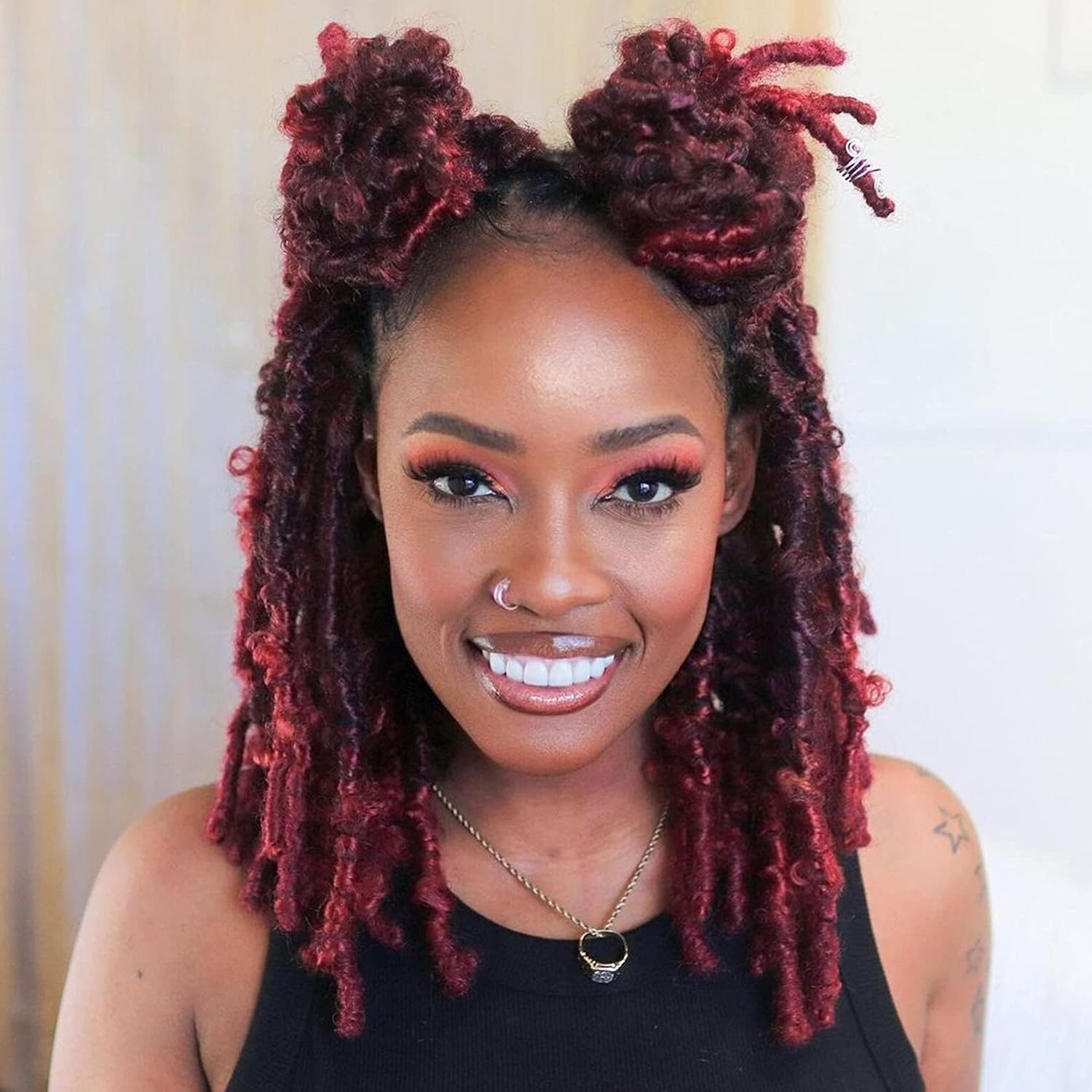 Butterfly Locs Crochet Hair 14 inch 6Packs Distressed Locs Crochet Hair Pre looped Butterfly Bob Locs Crochet Braids (14 Inch (Pack of 6), T1B/Bug)