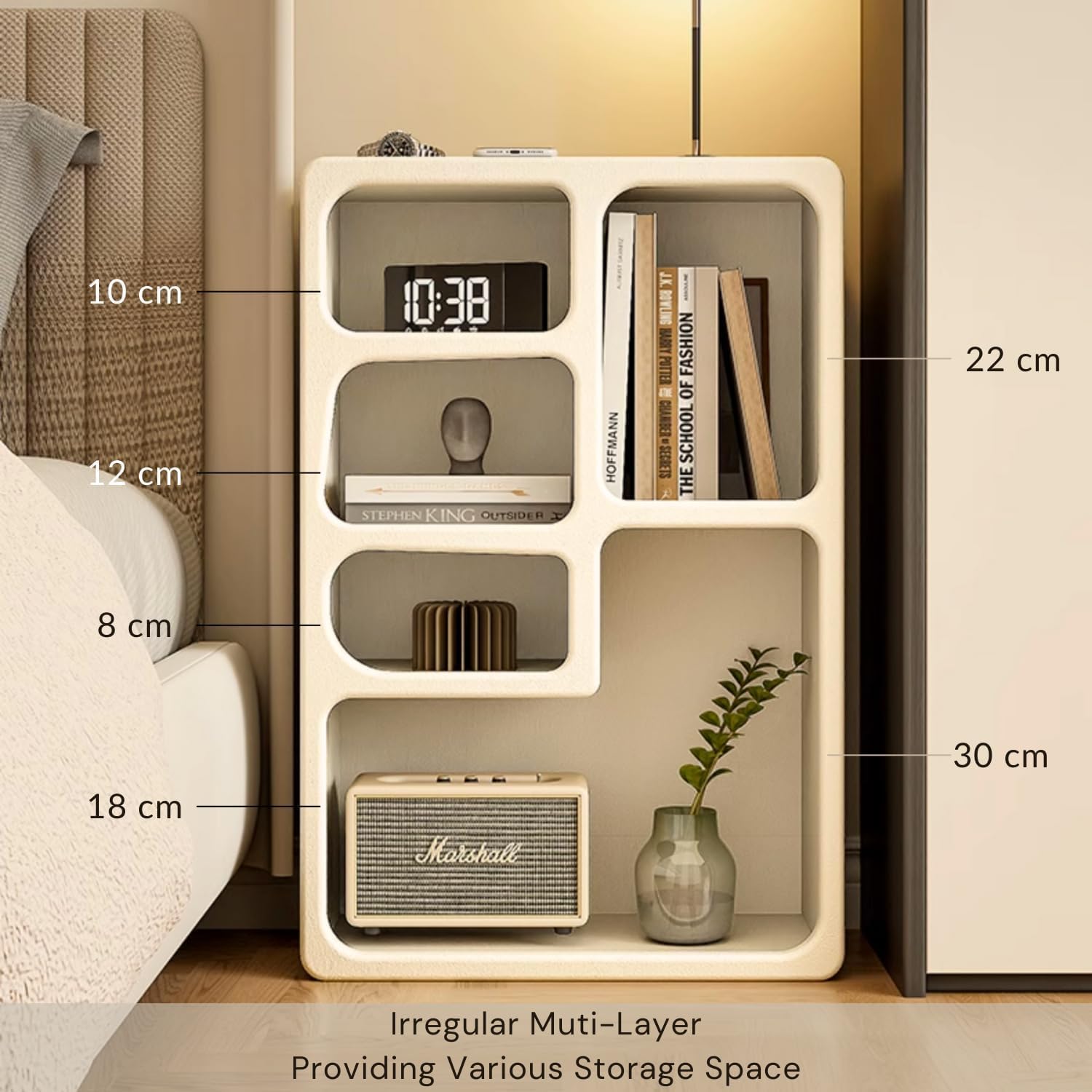 Modern White Nightstand with Storage, Stylish Bedside Table with Open Shelf, Versatile End Table for Bedroom, Living Room & Dining Room, Space-Saving Side Cabinet