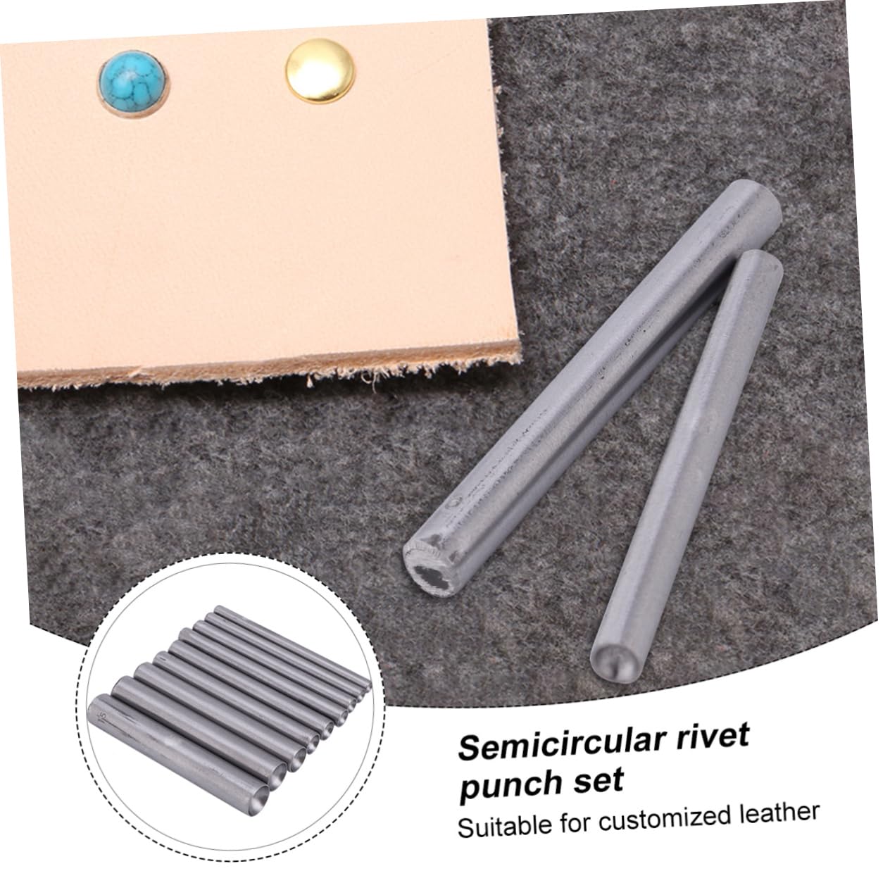 Hemobllo Jeu de Poinçons Creux en Acier Inoxydable Argenté 9 Pièces