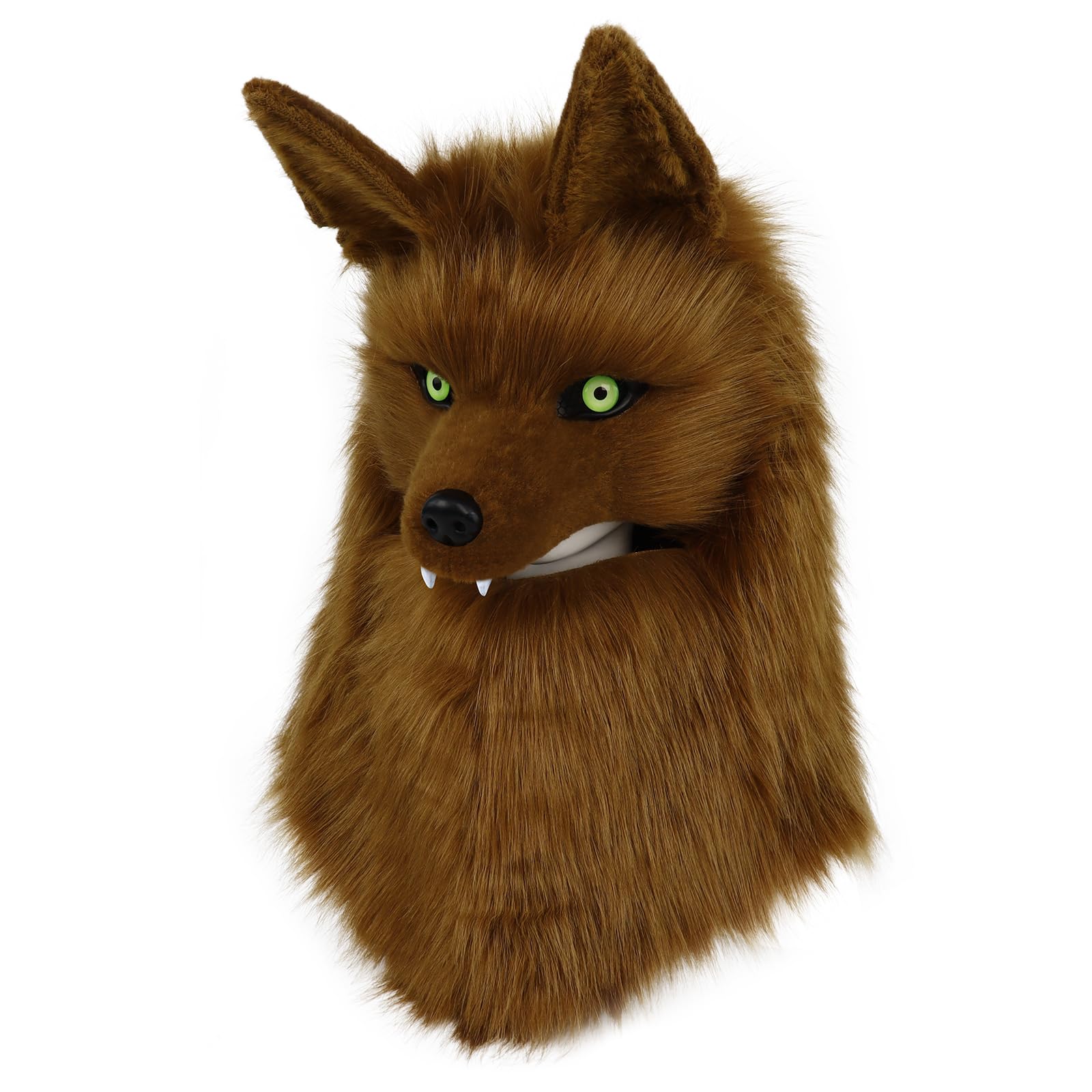 COSYEARS Furry Head Mask Animal Wolf Dog Plush Faux Fur Masks for Halloween Masquerade Cosplay Costume Props