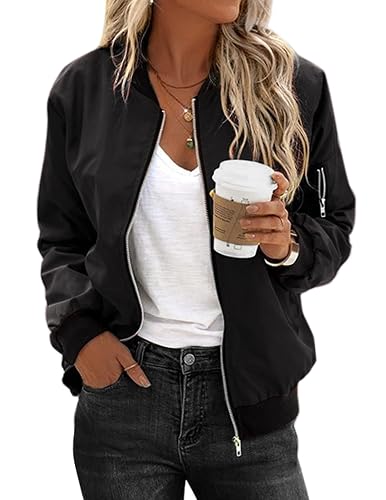 Zeagoo Women Bomber Jacket Casual Coats Spring Fall Clothes with