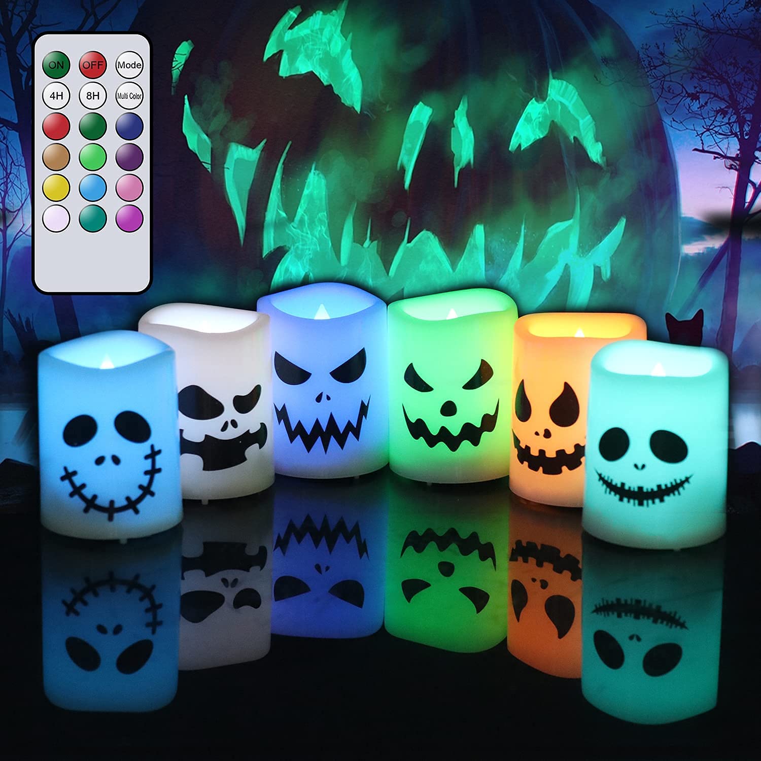 Buy GenSwin Halloween Flameless Votive Candles Color Changing with