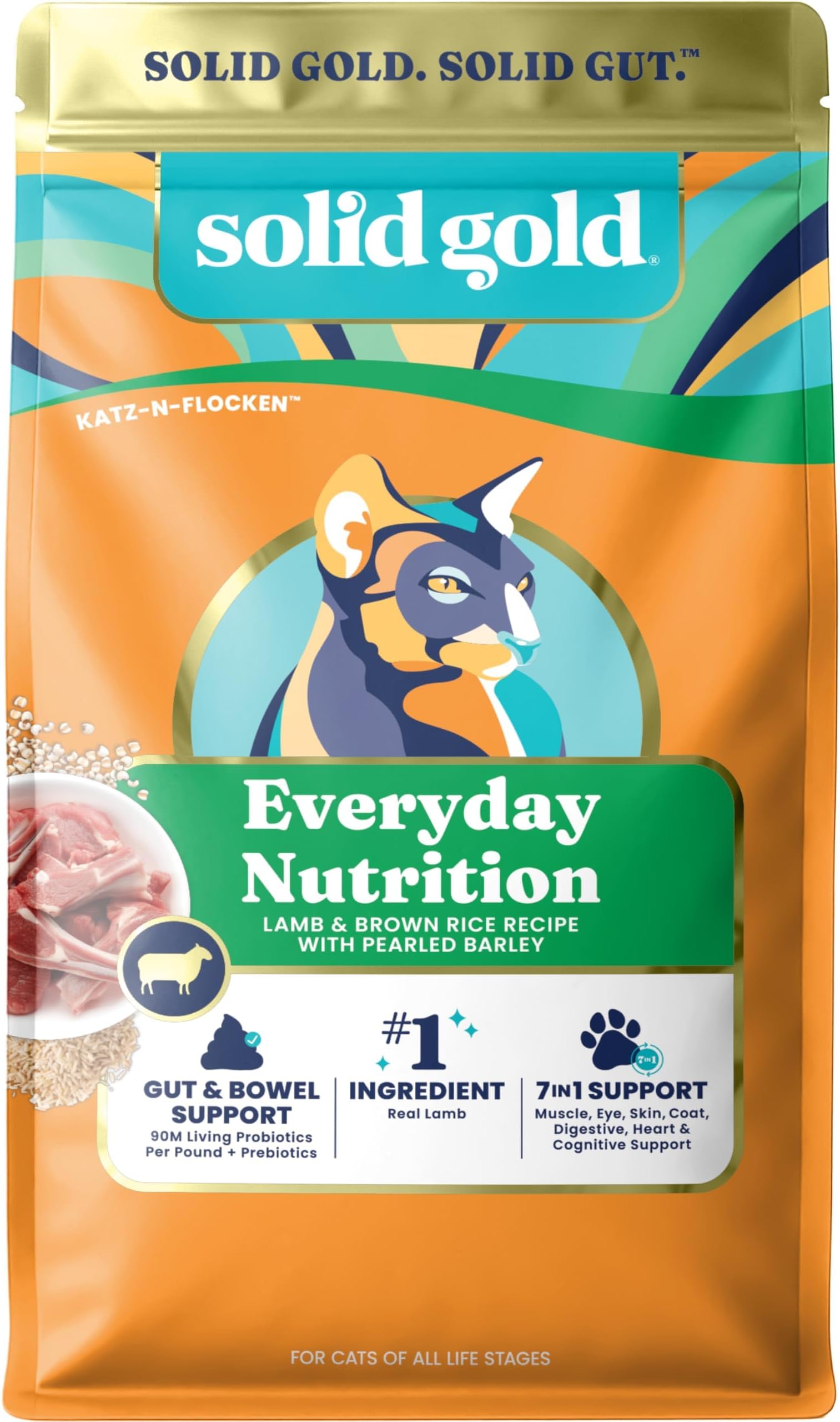 Solid Gold Katz N Flocken Lamb & Brown Rice Recipe with Pearled Barley Whole Grain for Cats 1.81kg