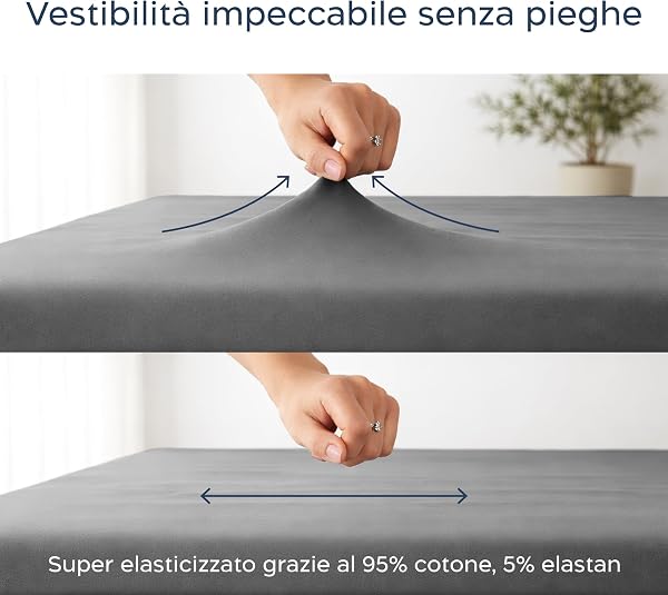 Twinzen Lenzuolo Singolo con Angoli 90x200 cm Premium, Cotone con 5% Elastico - Altezza Profondo 40cm, Materassi Alti/Boxspring - Antracite - Oeko-Tex - 4