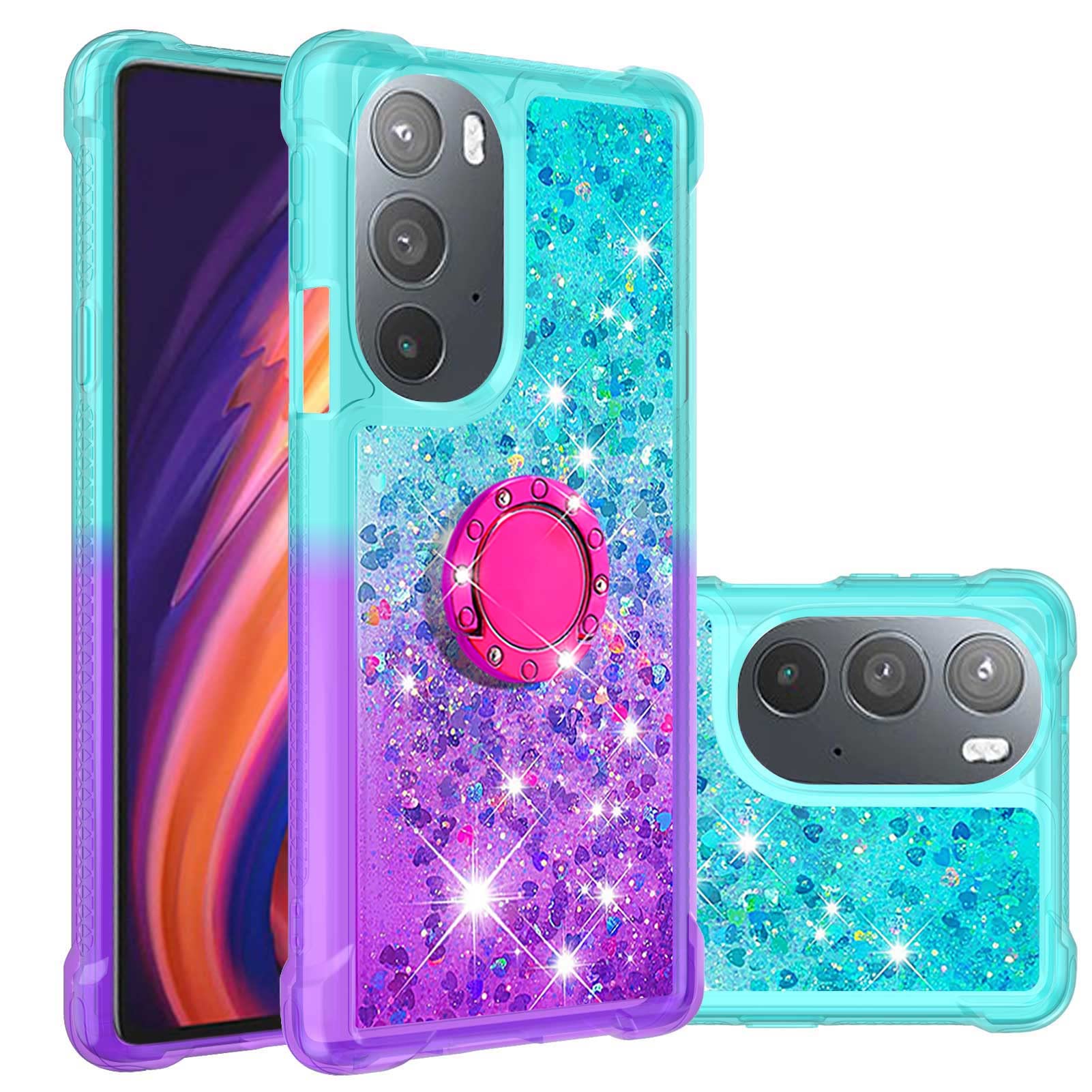 QIWEIQING Compatible Avec Étui Coque Pour Motorola Moto Edge 30 Pro, Coque Paillette Liquide Housse Glitter Transparente Protection Flexible Etui Pour Moto Edge Plus 2022.Silver Pink YBL