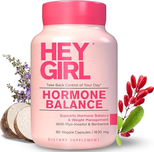 Hey Girl Equilibrio hormonal para mujeres  13 en 1 para menopausia, PCOS, PMS, estado de ánimo, sofoco, apoyo hormonal  con mio-inositol, berberina,