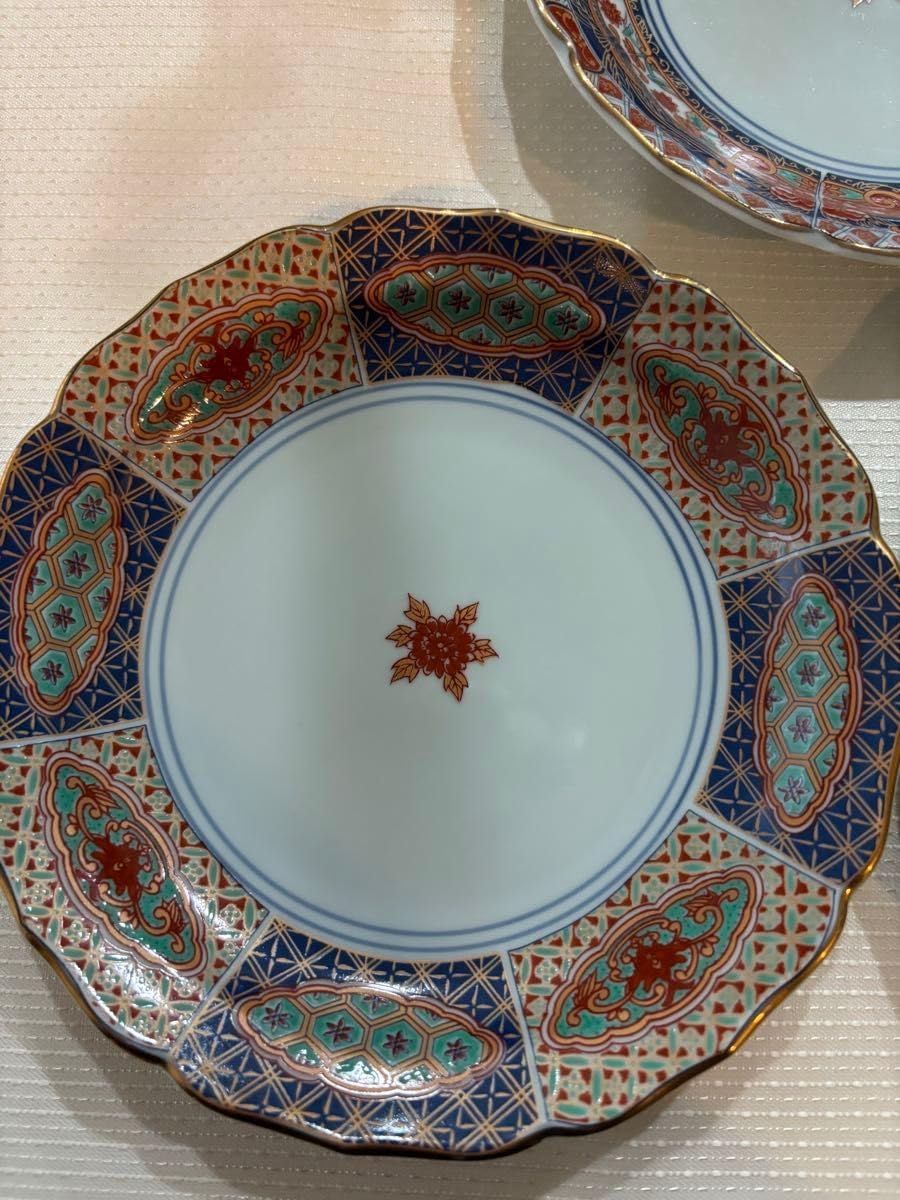 有田焼 其泉窯 金彩古伊万里 中皿揃 5枚セット 輪花皿