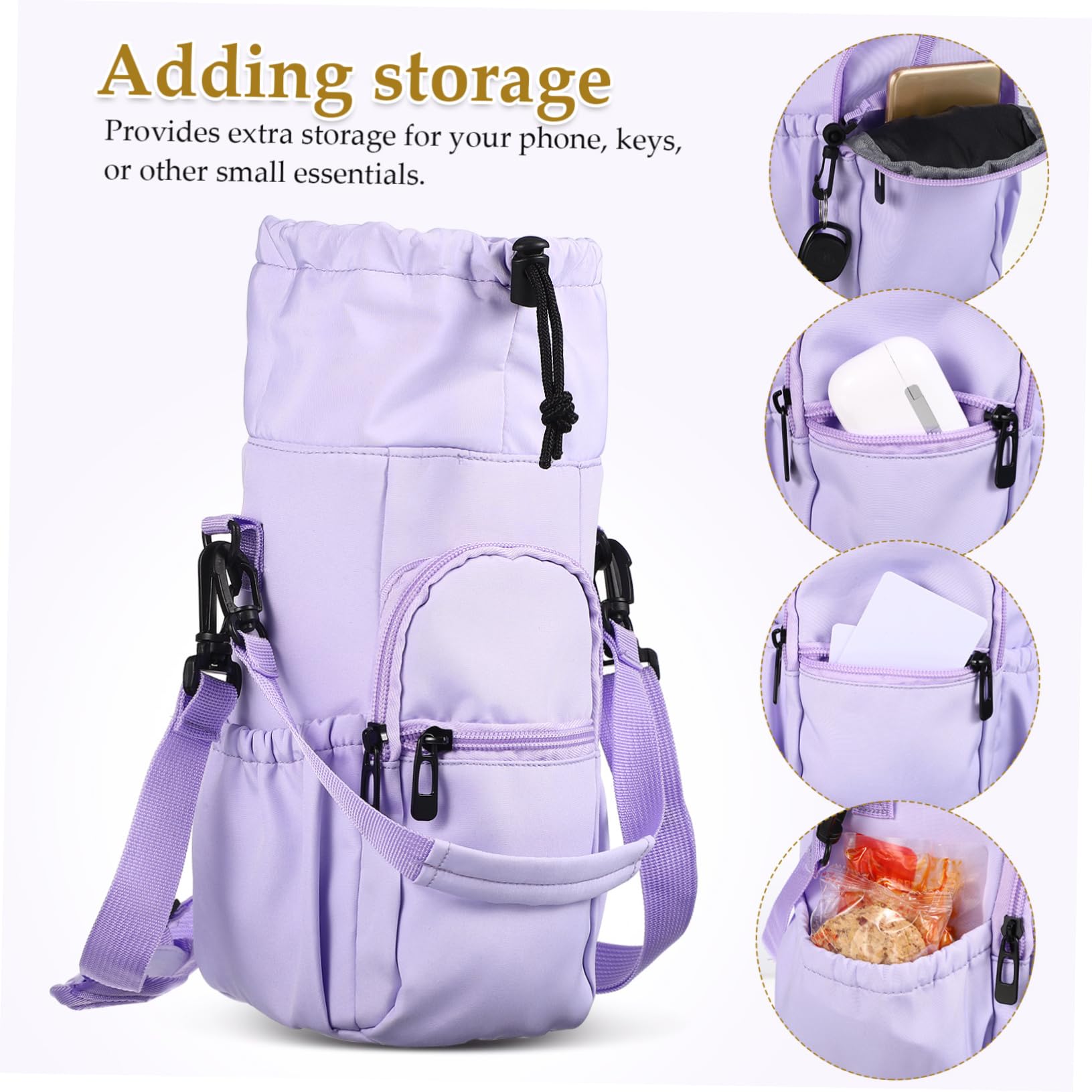 Mipcase 3pezzi Tracolla Pouch Per Bottiglie Per Escursioni e Scomparto Versatile