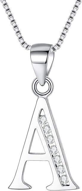Clearine Initial Necklace Women 925 Sterling Silver Cubic Zirconia 26 Letters Alphabet Personalized Charm Pendant Necklace Birthday Christmas Gift for Girls
