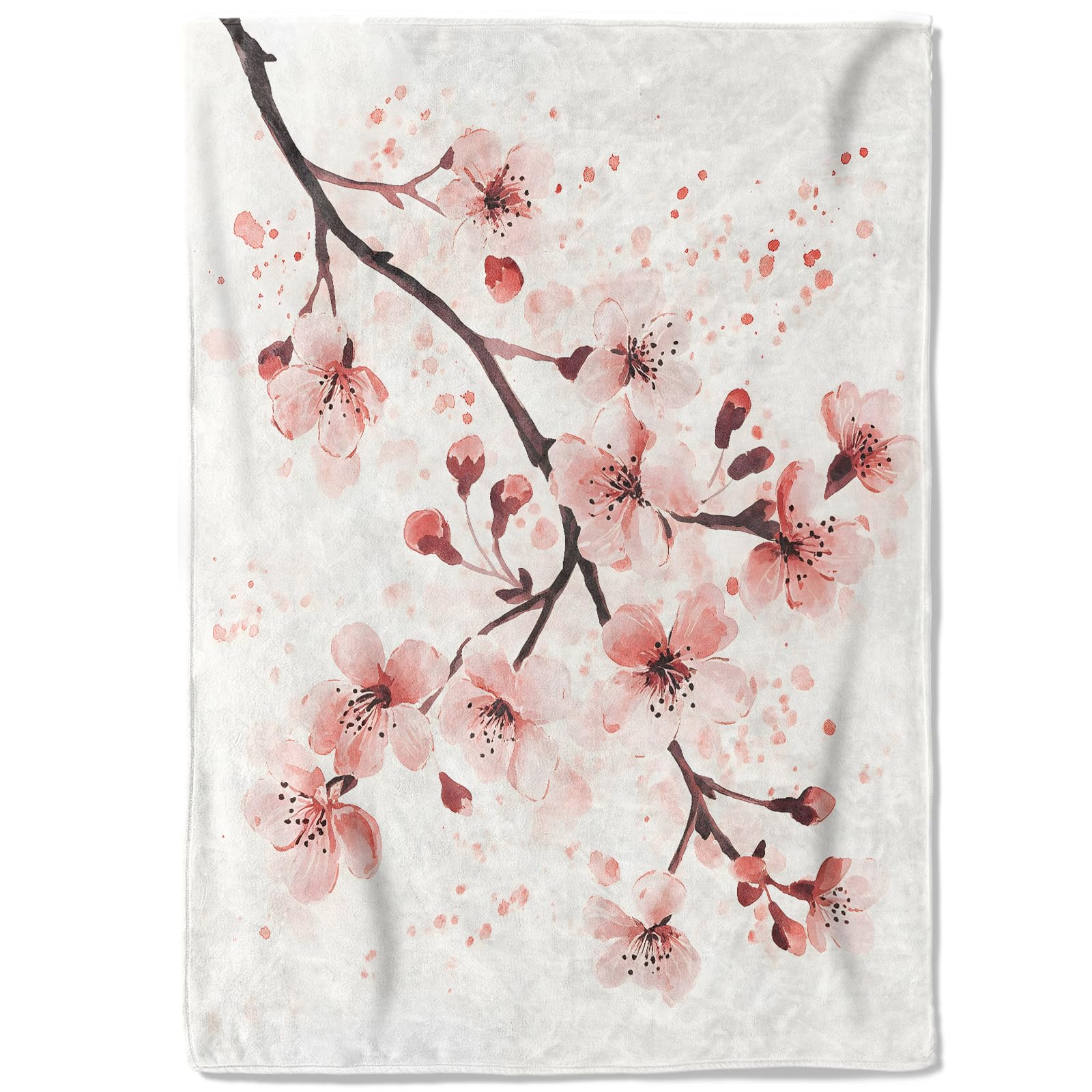 coedoaes Cherry Blossom Fleece Blanket - 50x60in Elegant Pink Flower Floral Branches Throw Blankets,Soft Cozy Lightweight, Ideal for Living Room Home