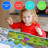 Vista 6 de ASTARON Libro de Pegatinas Reutilizable para Niños Pequeños, 88 Piezas de Pegatinas de Dinosaurios para Actividades de Viaje en Coche y Avión