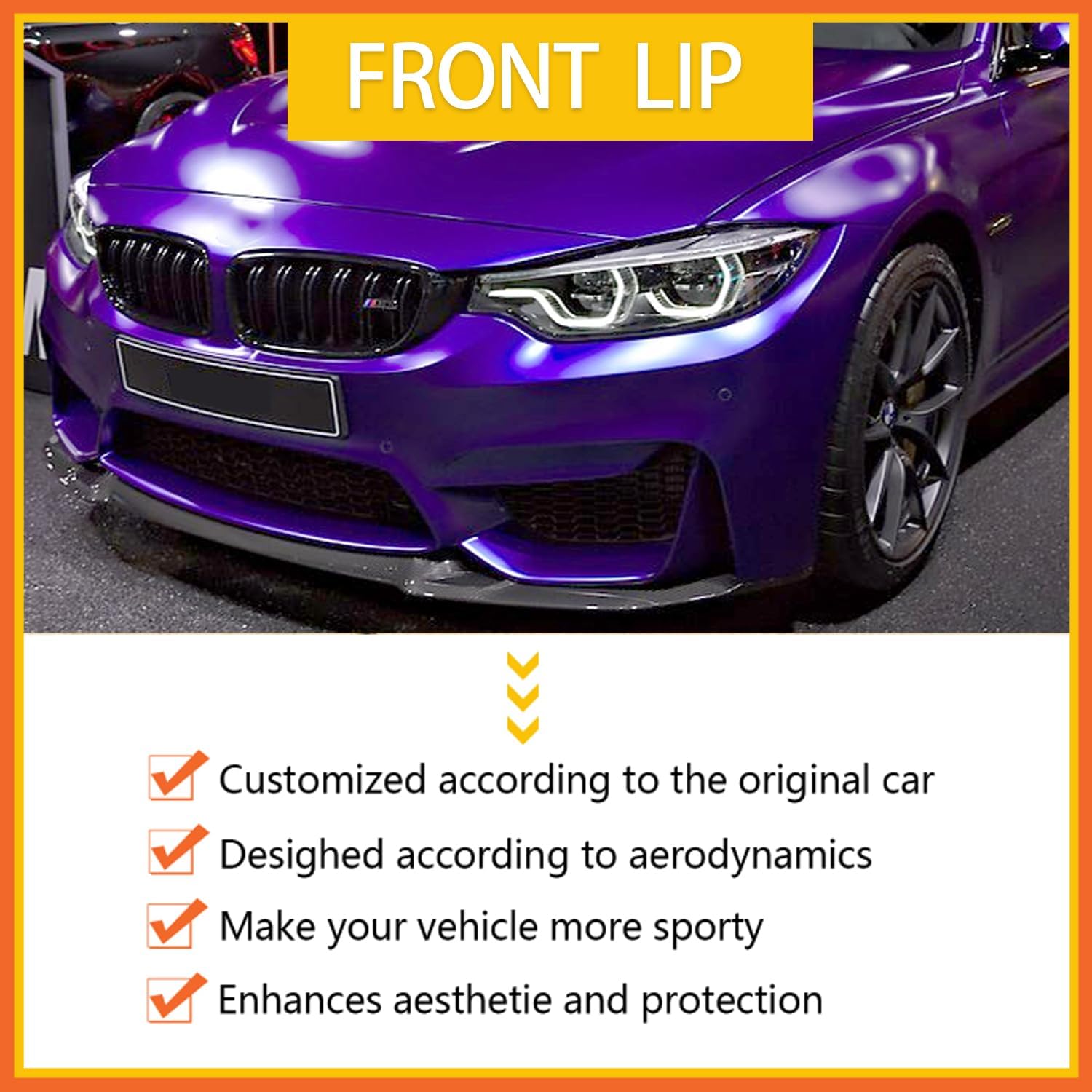 Compatibility with 2014-2020 M3 F80 M4 F82 F83 CS Style Front Bumper Chin Lip Spoiler Splitter Carbon Fiber