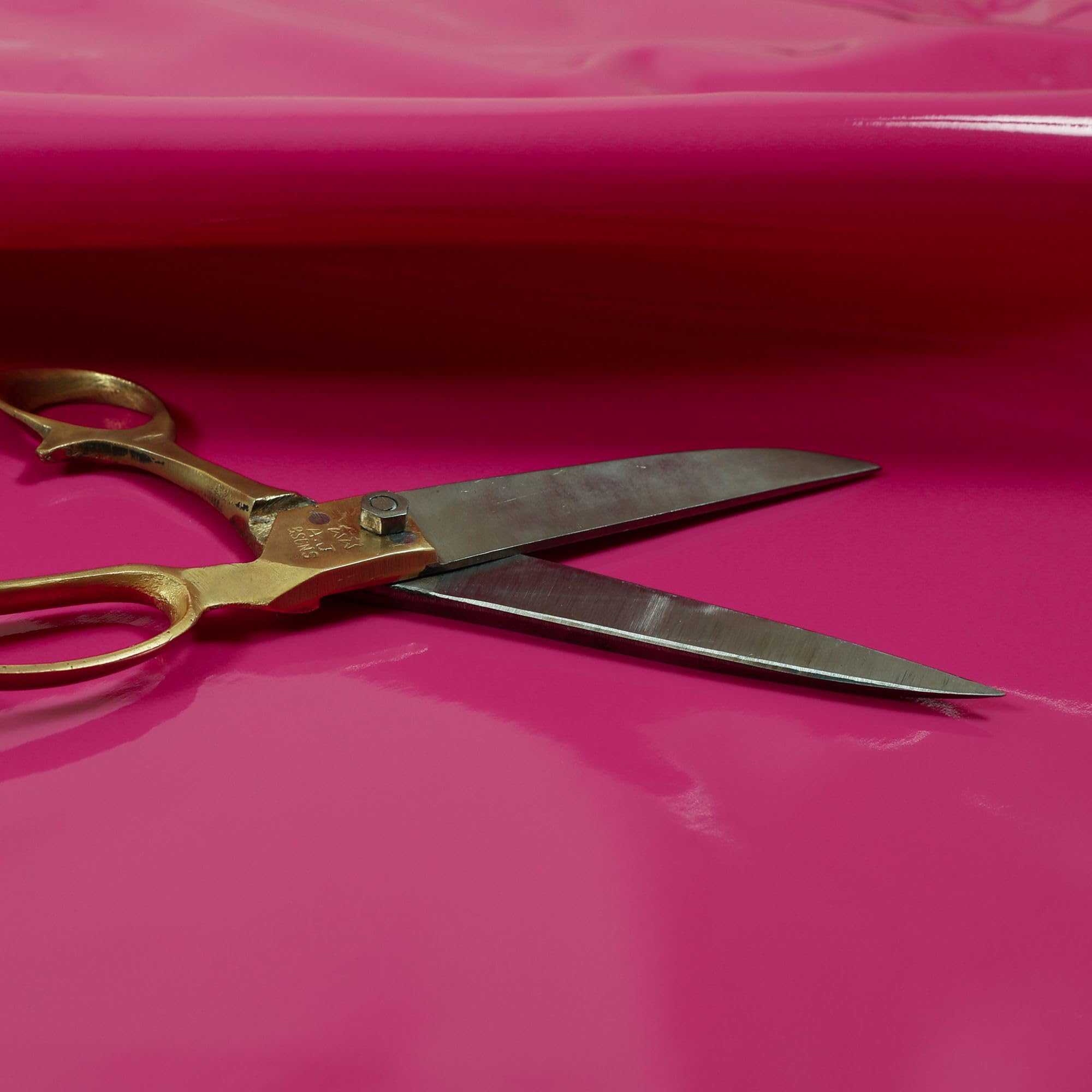 Redbrick Mill Fabrics Flame Retardant Smooth Faux Leather Gloss Finish Plain Pink Colour Vinyl Upholstery Fabric (Per Metre)