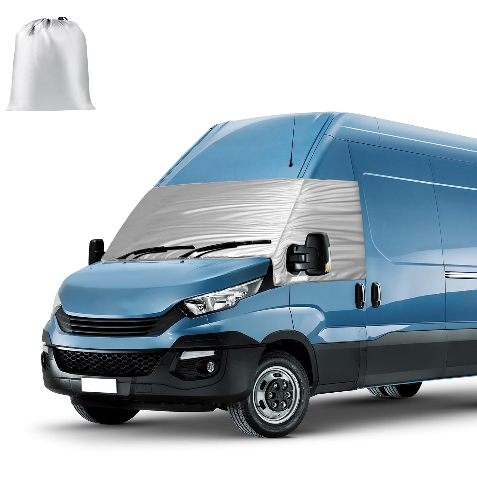 Luxus Frontscheibe Wrap Cover Ersatz für Iveco Daily 2014-2025, Silber | Auto Windschutzscheiben Abdeckung UV-Schutz, 600D Sonnenschutz Wasserdichtes Schnee-Eisschutz, Staubschutz