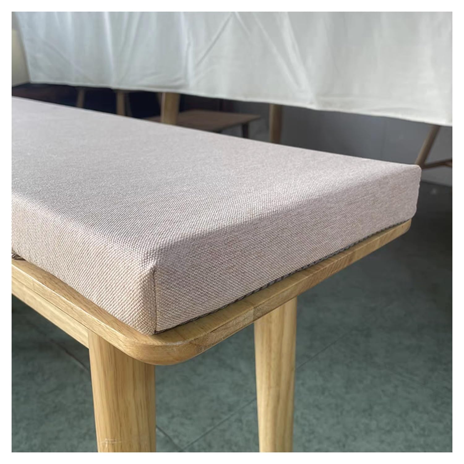 moismk Bench Cushion Outdoor 120cm/150cm/100cm x 40cm, Seat Cushions for Indoor Furniture Non-Slip Washable Bench Cushions Cover, 45D High-Resilience Upholstery Foam Cushion(Beige,100x40cm/39x16in)