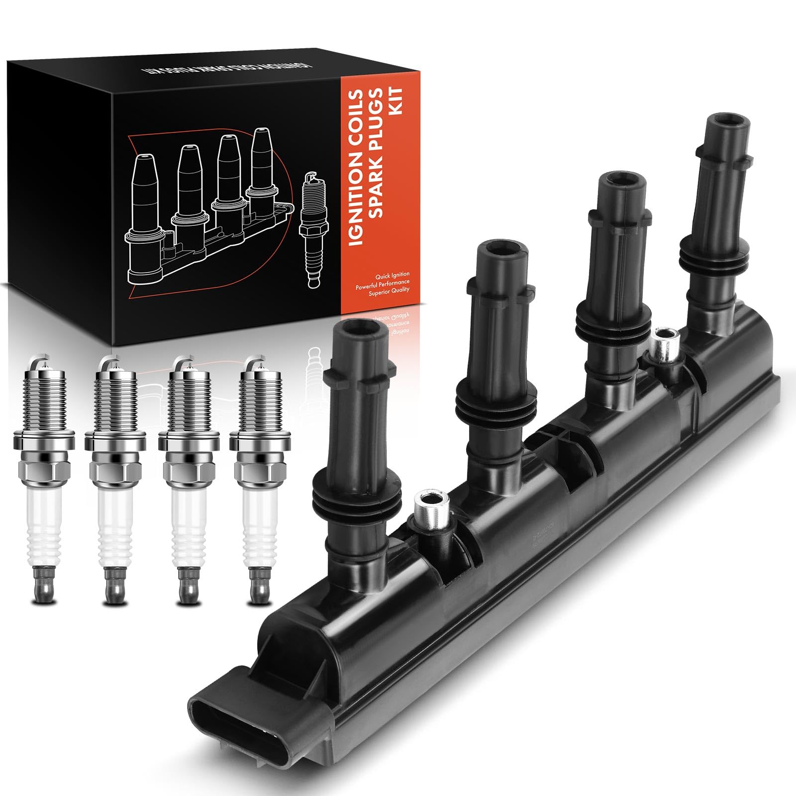 Frankberg 1 bobina di accensione + 4 candele 55579072 | Compatibile con: Corsa D S07, Aveo Hatchback T300, Ampera R12, Cascade W13, volt, Astra J P10, Corsa E X15