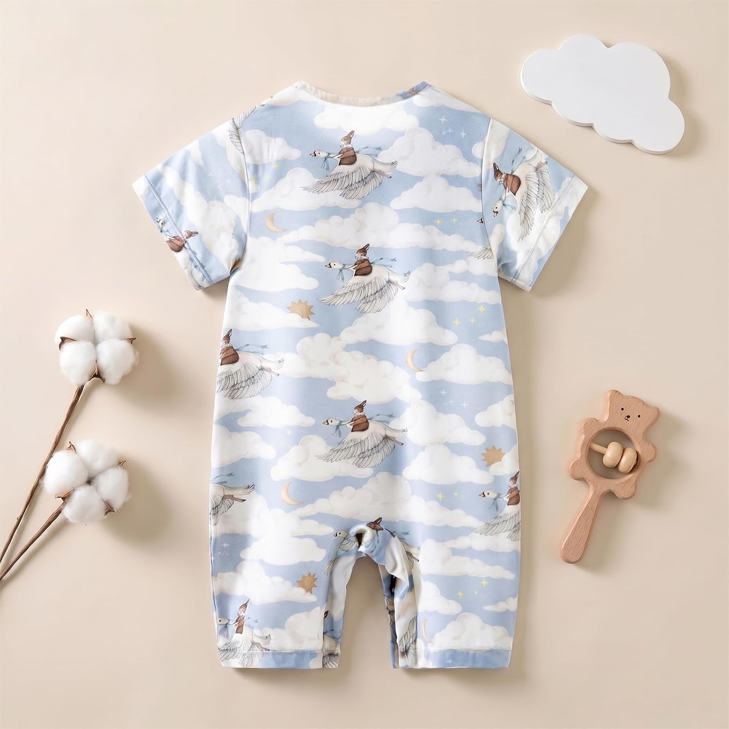 Baby Romper for Boys & Girls, 92% Modal+ 8% Spandex Newborn Short Sleeve Jumpsuit, Breathable Summer Outfit