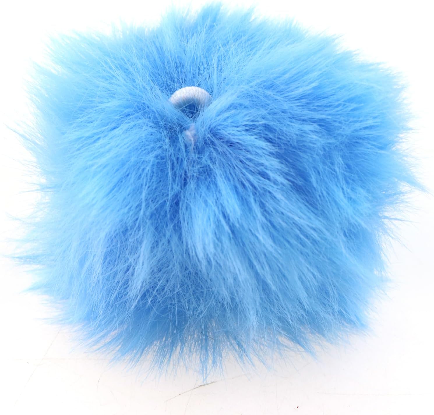 Caishun 10PCS Small Faux Rabbit Fur Pom Poms with Elastic Loops 2.75 Inches 60mm Light Blue for Hats Scarves Clothing Accessories Gloves Bag Charms Keychain Ornaments - Image 3