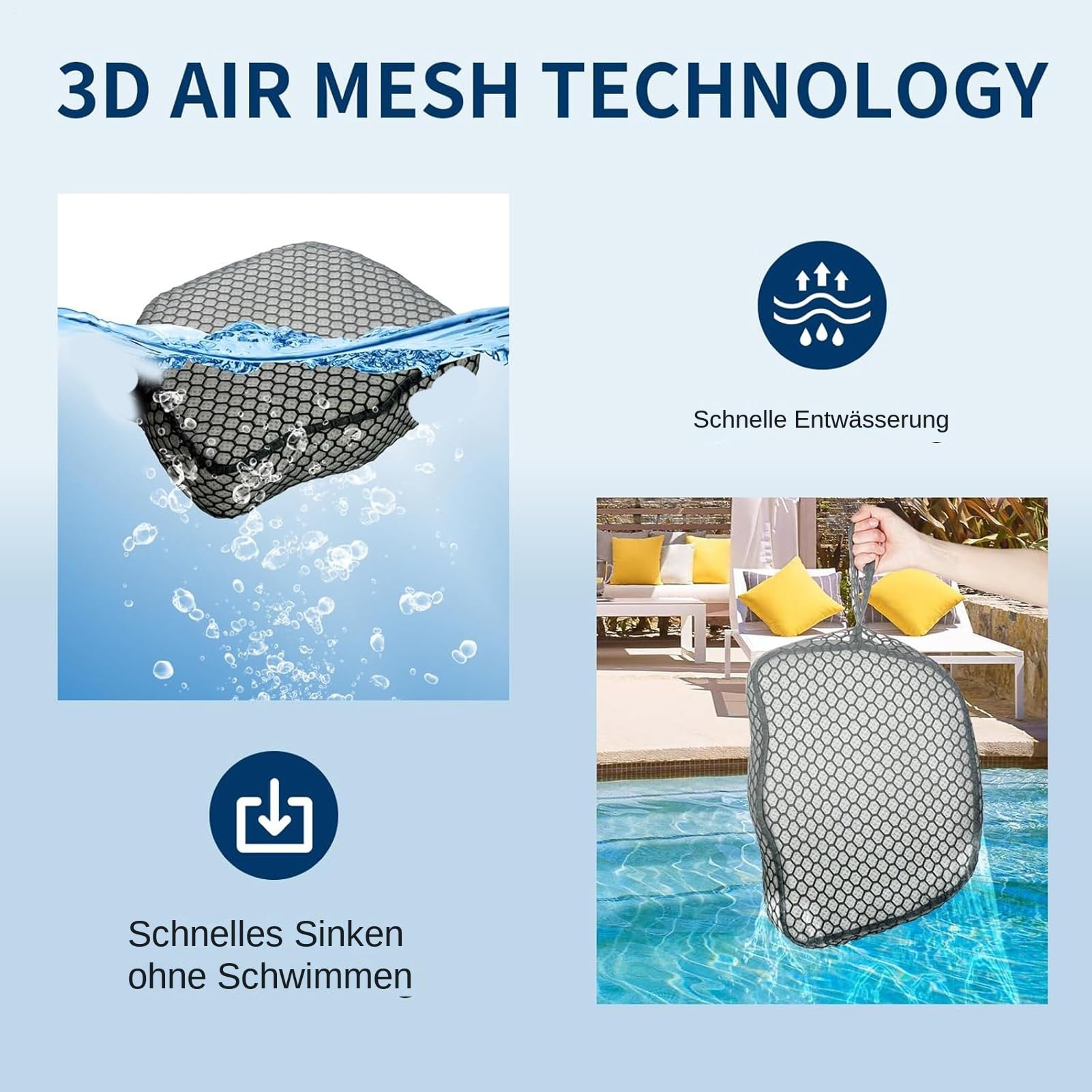 Sedile Rialzato per Vasca Idromassaggio Maglia Aria 3D Antiscivolo | Cuscino Rialzato Spa Per Piscina Interna, Bagno, Relax in Giardino, Camper, Anziani e Gravidanza