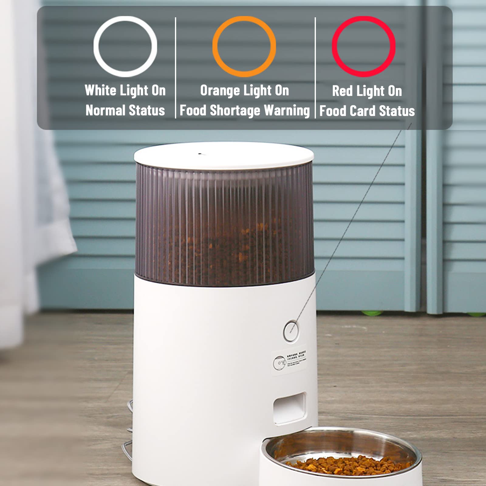 Distributore Automatico Wi-Fi di Cibo per Cani E Gatti 2,5L con Ciotola in Acciaio Inox 304,Alimentatore Automatico,Controllo Remoto da App, Fino A 5 Pasti al Giorno