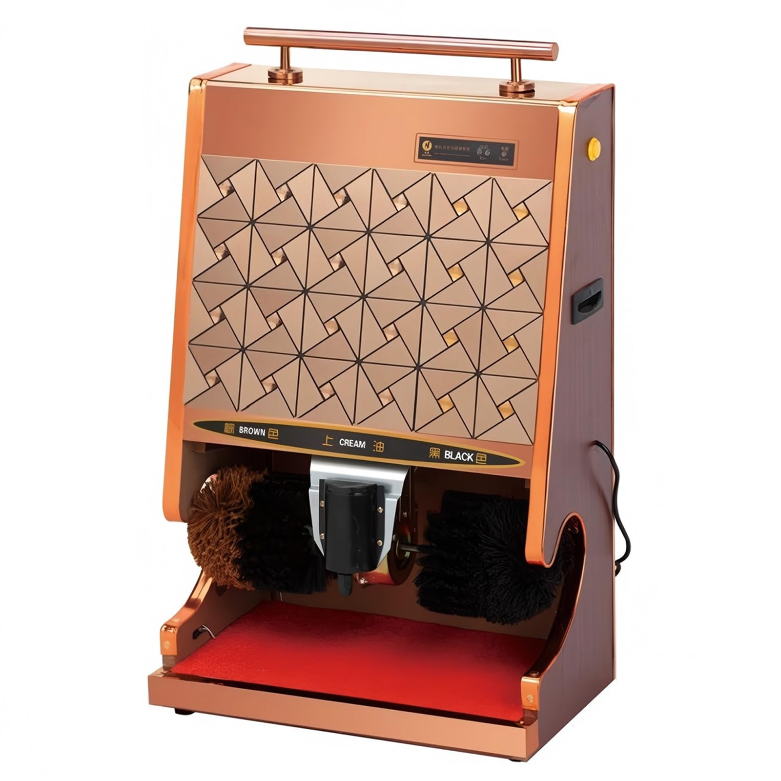 Elektryczna polerka do butów, inteligentna stacja do pielęgnacji obuwia, automatyczna indukcja, obudowa ze stali nierdzewnej, szczotki Rose Gold Diamond Pattern