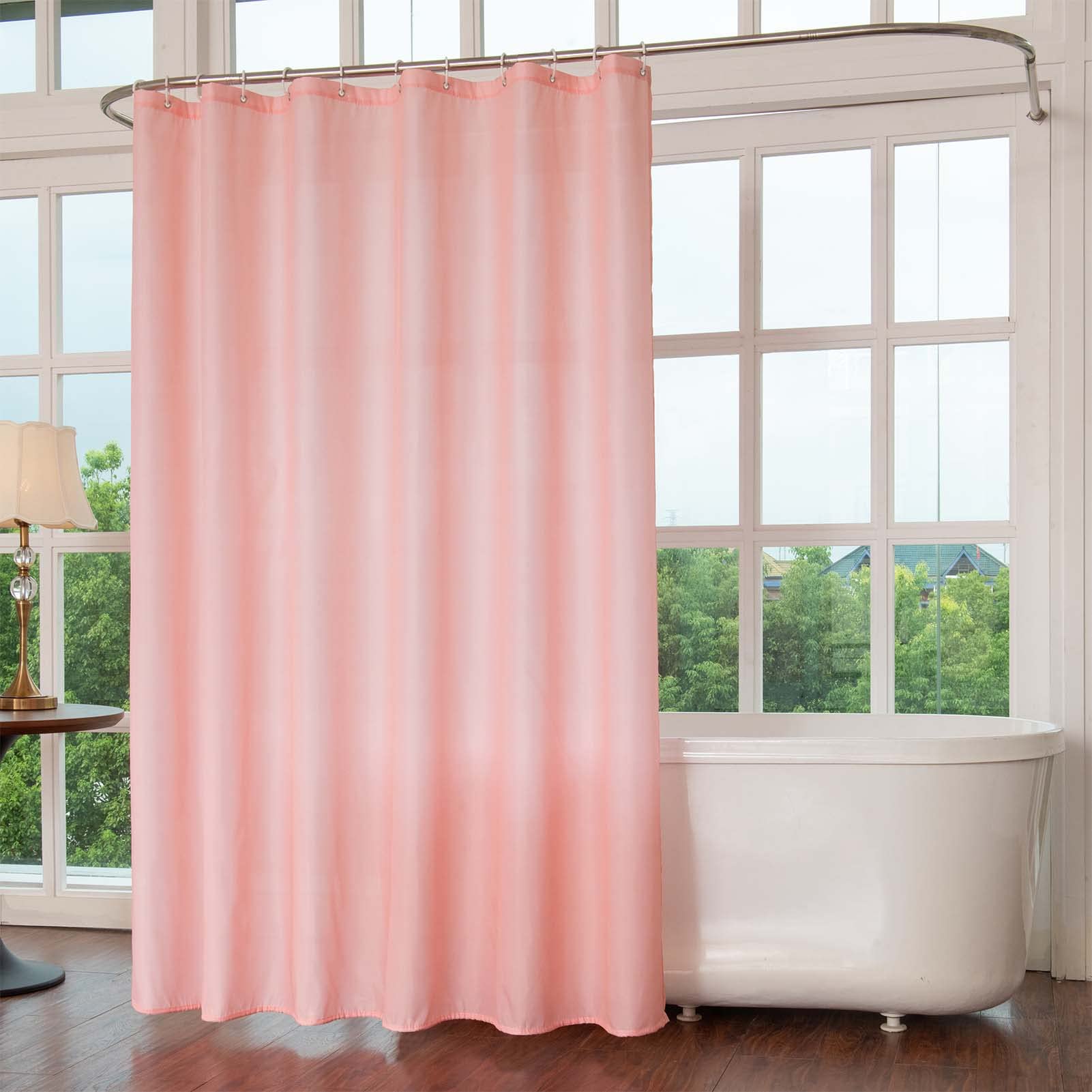 Shower Curtains YI&ZE Waterproof Fabric Pink Shower Curtain for Bathroom with 12 Plastic Hooks, Modern Bath Curtain Sets, 72x72 Inch