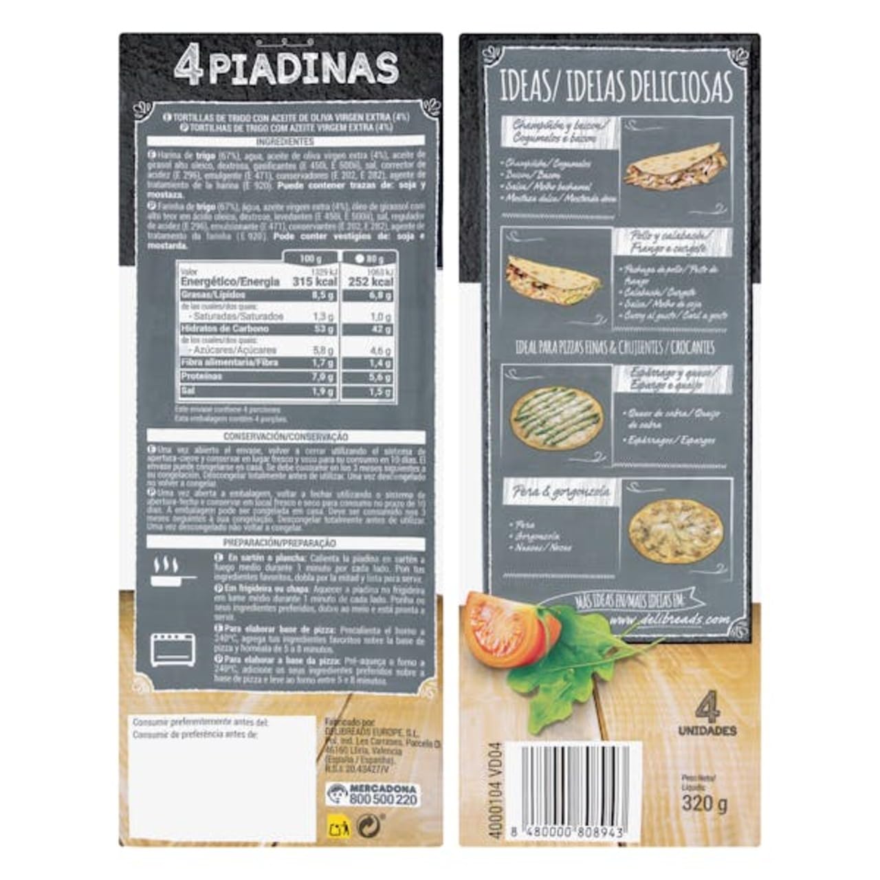 Piadina Fladenbrot nach italienischer Art 8er-Pack