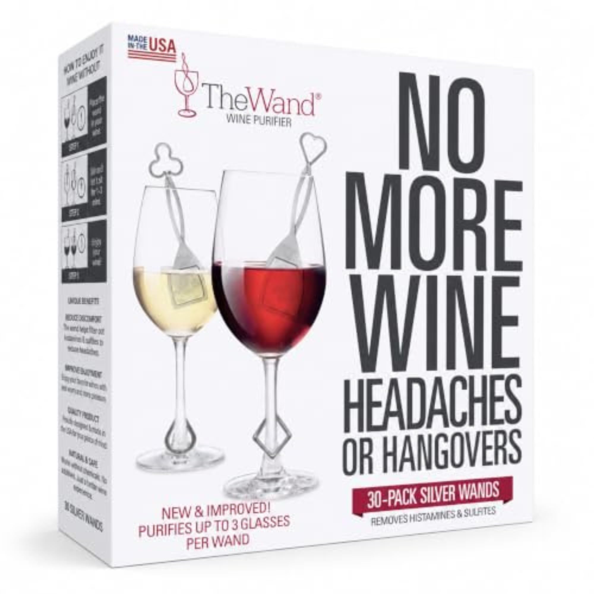 PureWine The Wand Wine Purifier, Removes Histamines &amp; Sulfites - 30 Wands
