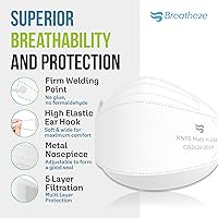 Vista 1 de Breatheze KN95 Face Masks Made in USA - Face Masks Disposable KN95 Mask - FDA Registered Masks