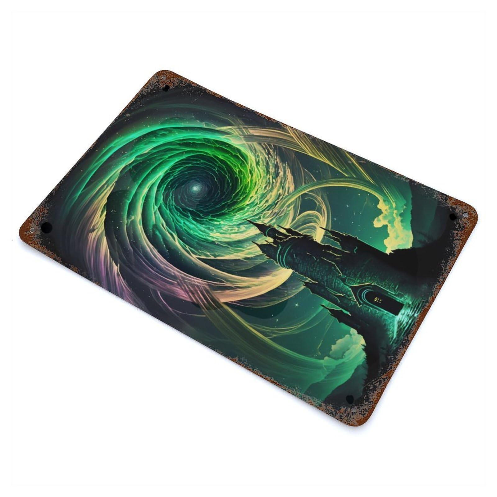 Ancient Cosmos Castle Vintage Rust Metal Sign 11.8"x7.9", Ideal for Cafe, Home Bar And Lounge Decor