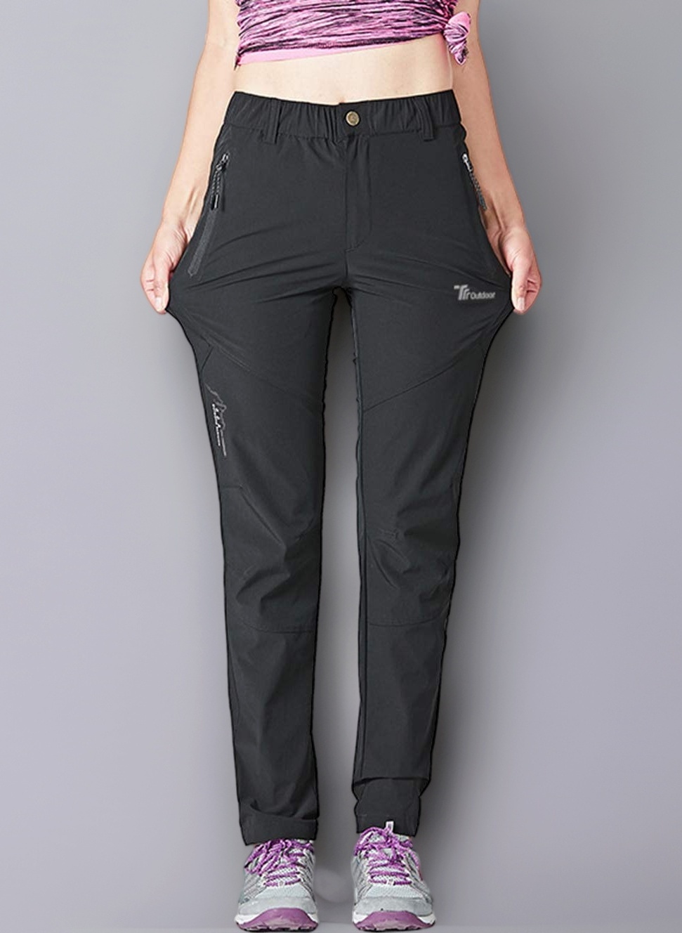 Womens Outdoor Walking Hiking Trousers Lightweight Quick Dry Water Resistant Trekking Pants with Zipper Pockets