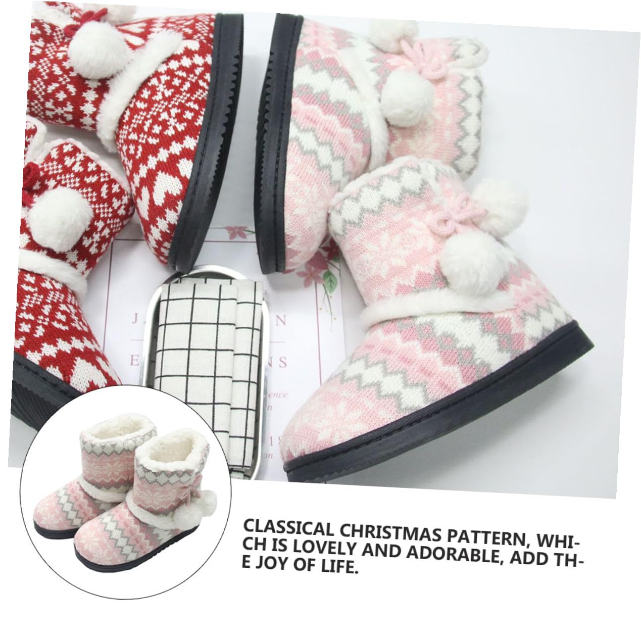 Zapatillas de Casa para Mujer Invierno con Forro de Felpa Cálido Botas de Algodón Gruesas Antideslizantes para Interiores Engrosada y Diseño Completo para los Pies Calientes