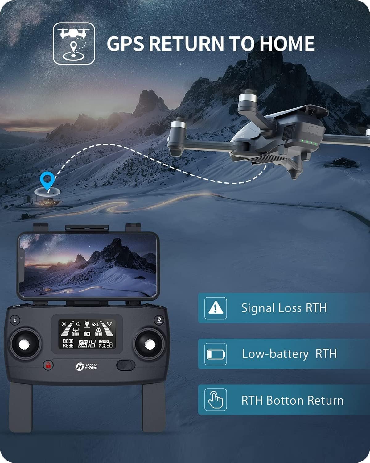 Holy Stone HS710 Drones with Camera for Adults 4K, GPS FPV Foldable 5G Quadcopter for Beginners with Optical Flow Positioning, Auto Return Home, Follow Me, Brushless Motor, Easy to Fly : Toys & Games
