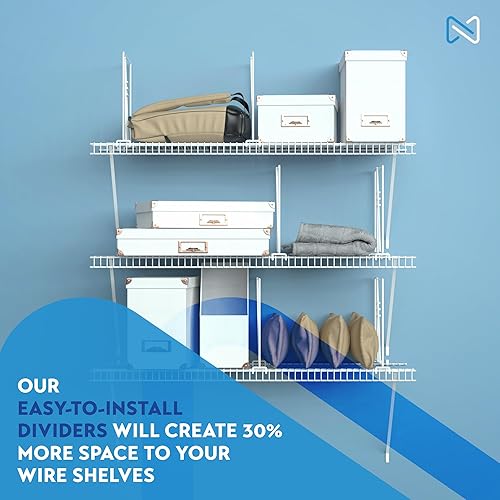Miniatura 2 de Neatly Made Separadores de estantes de alambre blanco para organización de armario, paquete de 12  Separadores de estantes de armario resistentes y