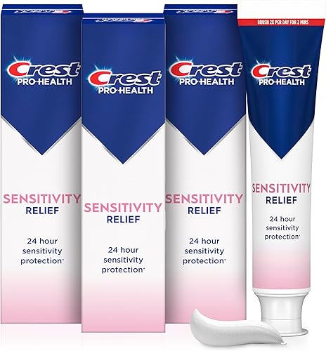 Crest Sensitivity Toothpaste 4.8 oz (3 Pack), Relieves Sensitivity, Strengthens Gums, Anticavity, Clinically Proven, Antibacterial Toothpaste