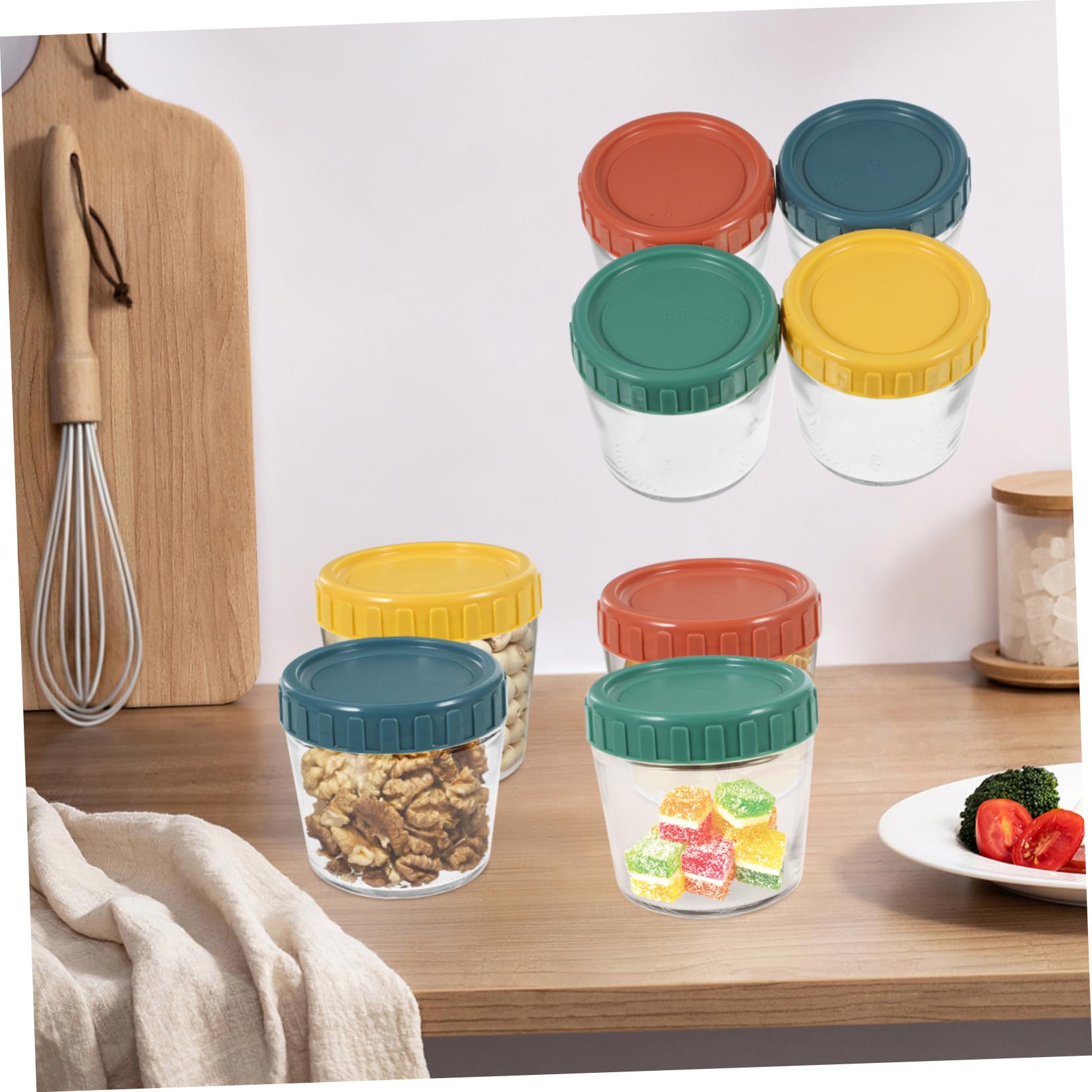 VANZACK 4 Stück Teiliges Kleine Transparente Glas Vorratsdosen mit Luftdichtem Deckel und Silikondichtung Stapelbare Auslaufsichere Aufbewahrungsgläser für Getrocknete Lebensmittel