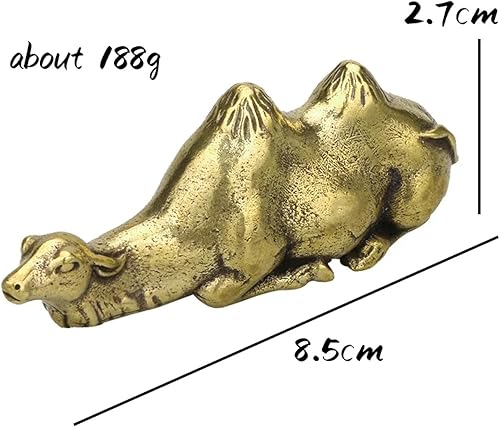 Miniatura 5 de MANGOUSONG Figurines Brass Animal,8.5x2.7cm Vintage Brass Camel Figurine Miniature Penholder Office Desktop Ornament Solid Metal Copper Animal Tea