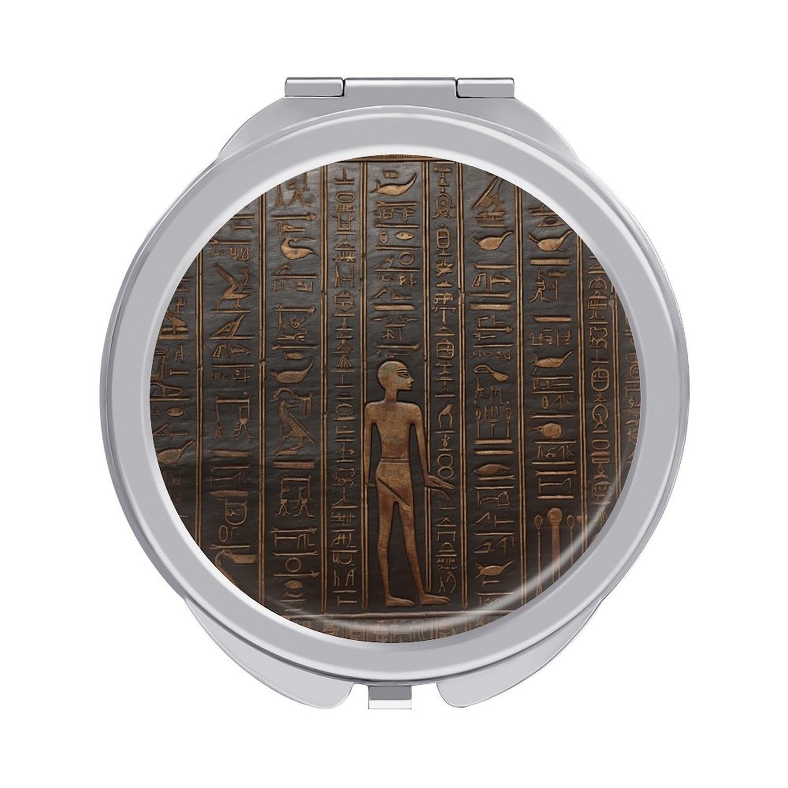 VstaDank Ancient Egyptian Hieroglyph Compact Mirror for Purses Round Fashion Travel Makeup Mirror 2X /1x Magnifying Double Sides Mini Mirrors Portable Pocket Mirrors for Handbag Purse Women Gift