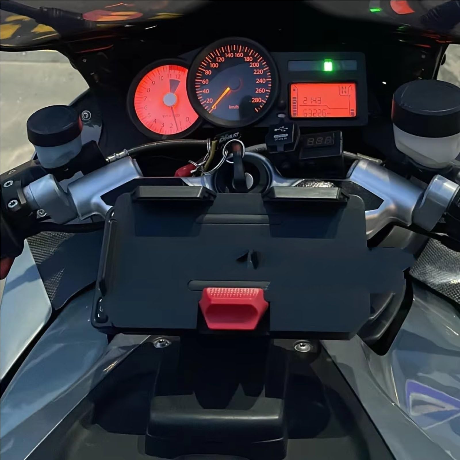 Support Téléphone Moto pour BMW R1200GS R1250GS pour ADV S1000XR F750GS F850GS F900R Support Navigation Téléphone Portable Support De Navigation GPS(Black -12MM)