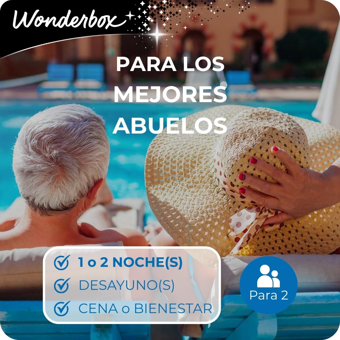 WONDERBOX - Caja Regalo - para Los Mejores Abuelos - para 2 Personas | 1 o 2 noches con desayuno(s) y cena o bienestar - Más de 3500 estancias - Hoteles de 5*, palacios, monasterios, cortijos