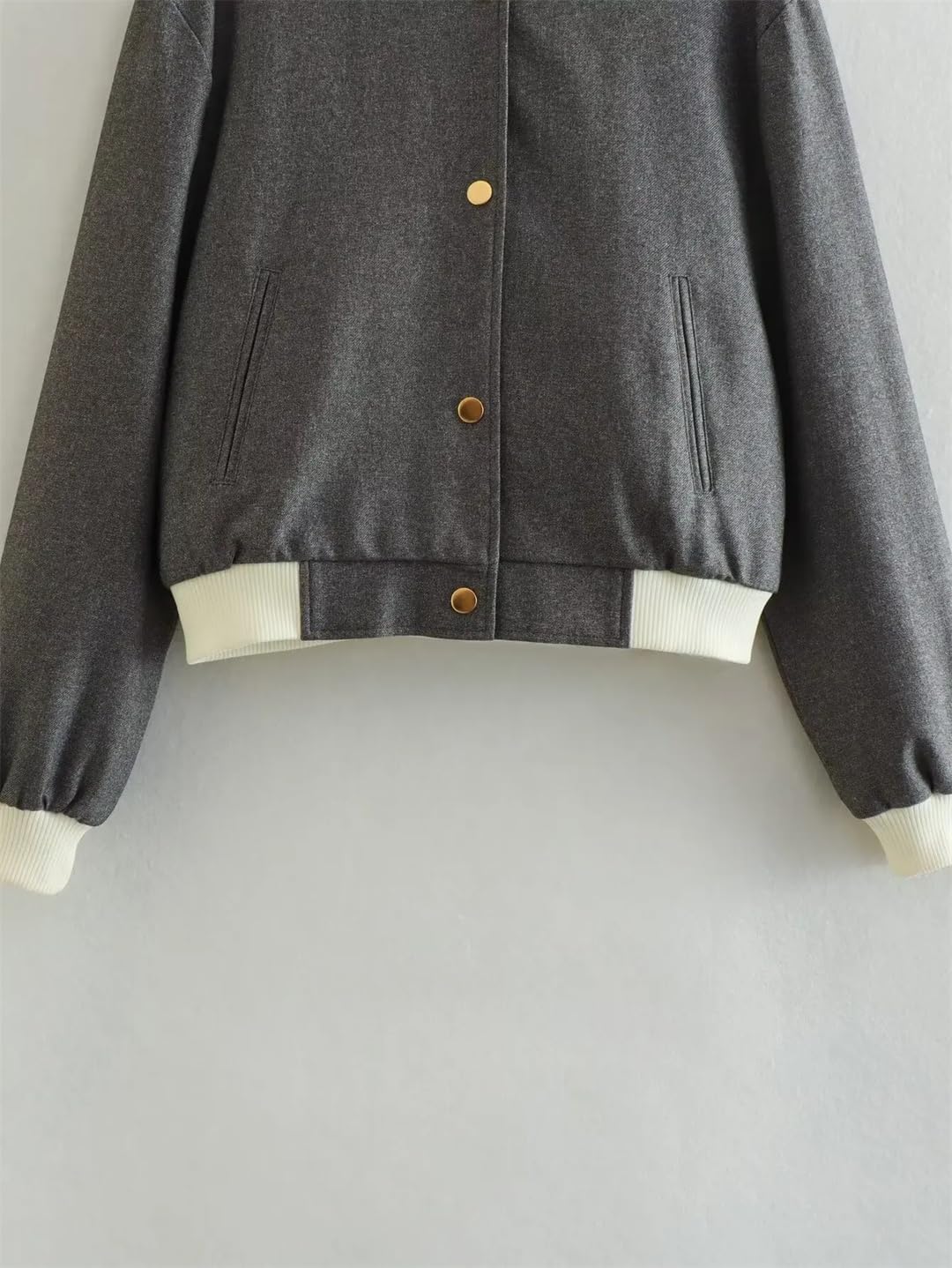 Generisch Chaqueta bomber de béisbol para mujer, estilo informal, versátil, recortada