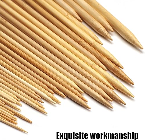 Miniatura 5 de Juego de agujas de tejer de bambú, 18 pares de agujas de tejer de madera de 14 pulgadas de largo para principiantes, tamaño de EE. UU. 0-15
