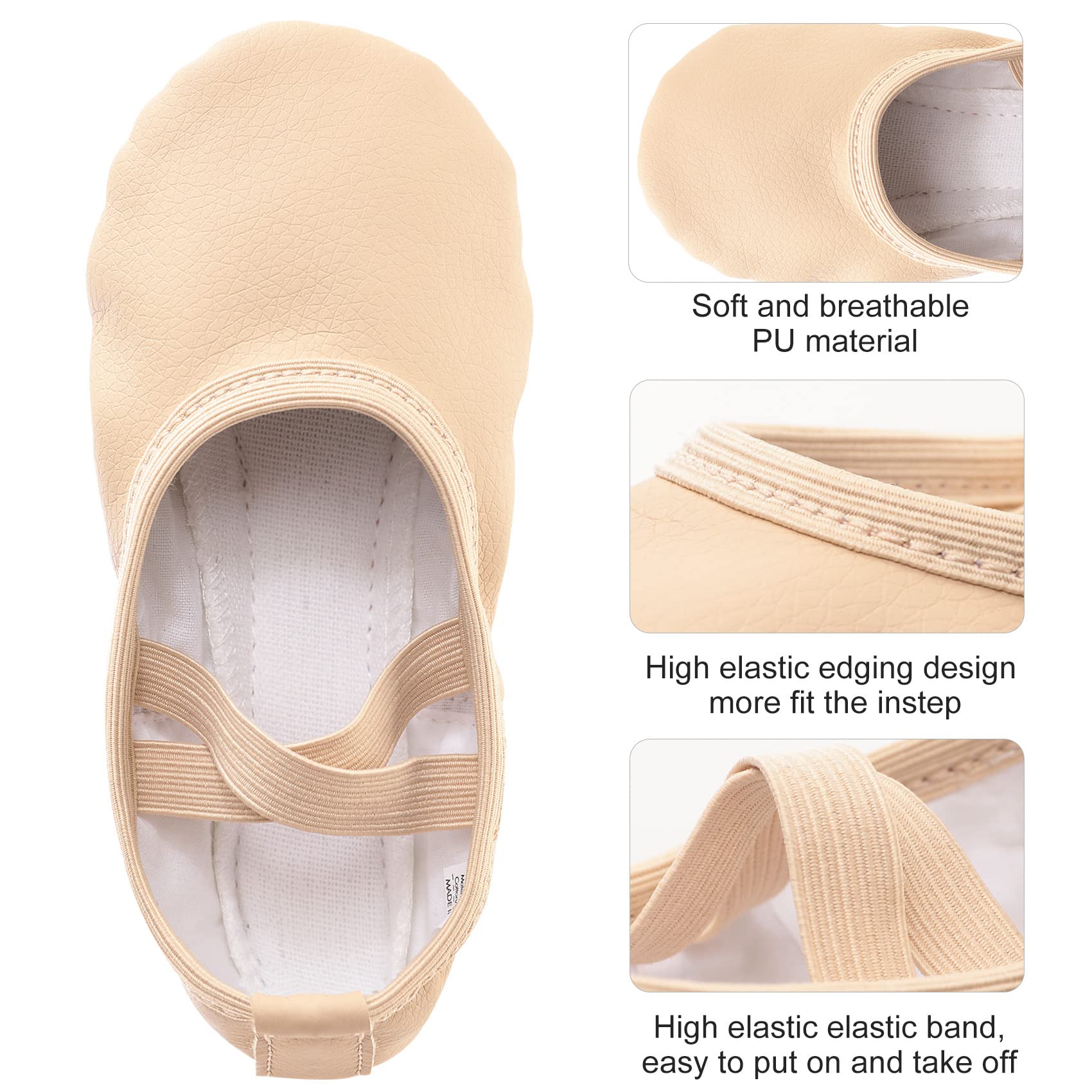 Scarpe da Danza in Pelle Classica Scarpe da Ballerina con Suola Intera in Cuoio Ginnastica Ballo Pantofole per Bambina Ragazze e Donna