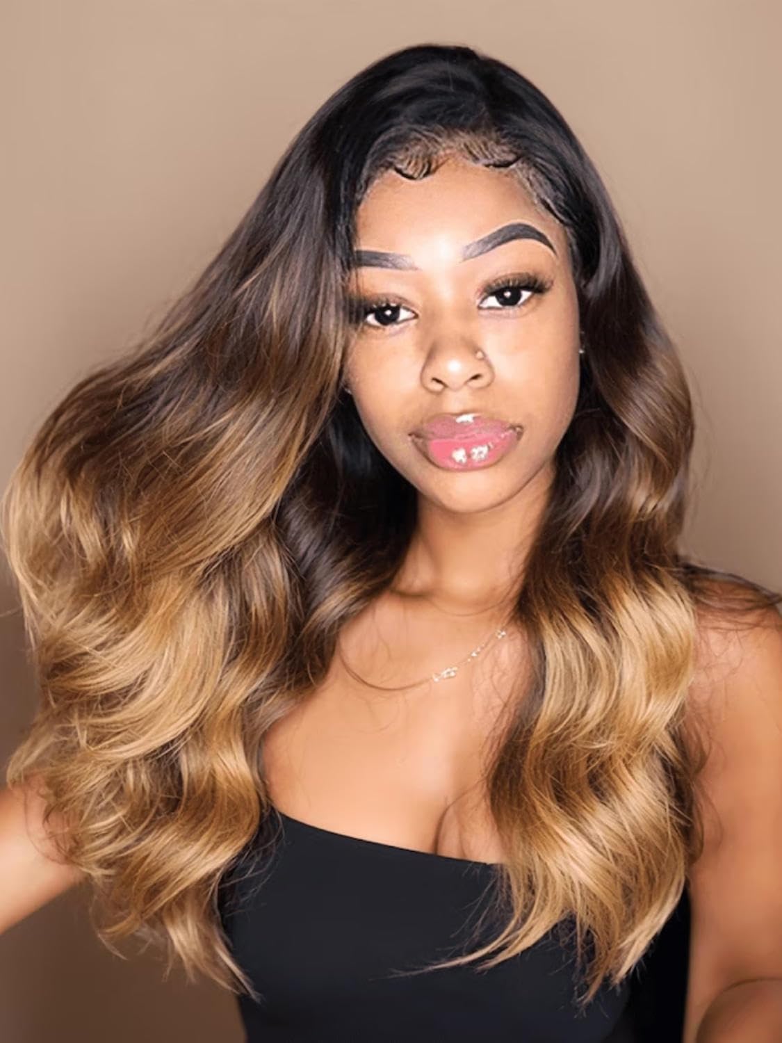 B&F Hair Brazilian Virgin Ombre Hair Body Wave Weft 3 Bundles 100% Unprocessed Virgin Human Hair Extensions (100+/-5g)/pc (18 20 22inch #1b/#4/#27)